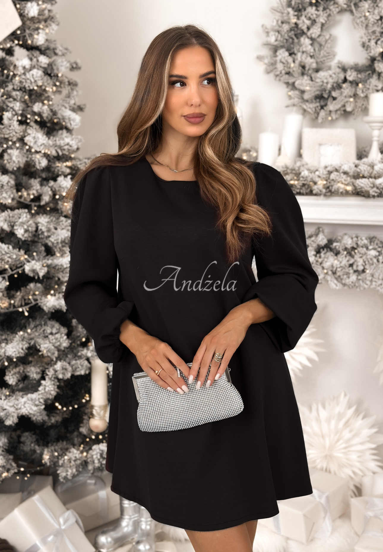 Rochie din viscoză cu mâneci bufante Just One Kiss