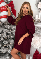Rochie z bufiastymi rękawami Just One Kiss burgundowa