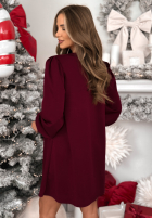 Rochie z bufiastymi rękawami Just One Kiss burgundowa