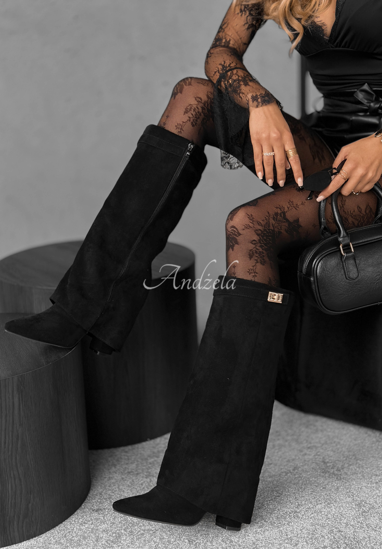 Cizme lungi din piele întoarsă Cartagena