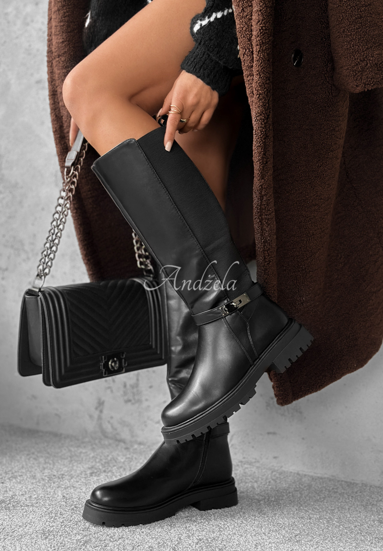 Cizme din piele până sub genunchi Snow Creek Park