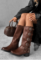 Skórzane Cizme biker z klamrami Go Alone ciocolatii