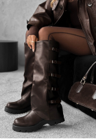 Skórzane Cizme biker z klamrami See Troubles ciocolatii