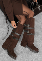 zamszowe Cizme z klamerkami Past Behind Me ciocolatii