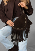 Zamszowa Geantă z frędzlami Hold This Moment ciocolatie