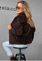 Zamszowa Geantă z frędzlami Hold This Moment ciocolatie