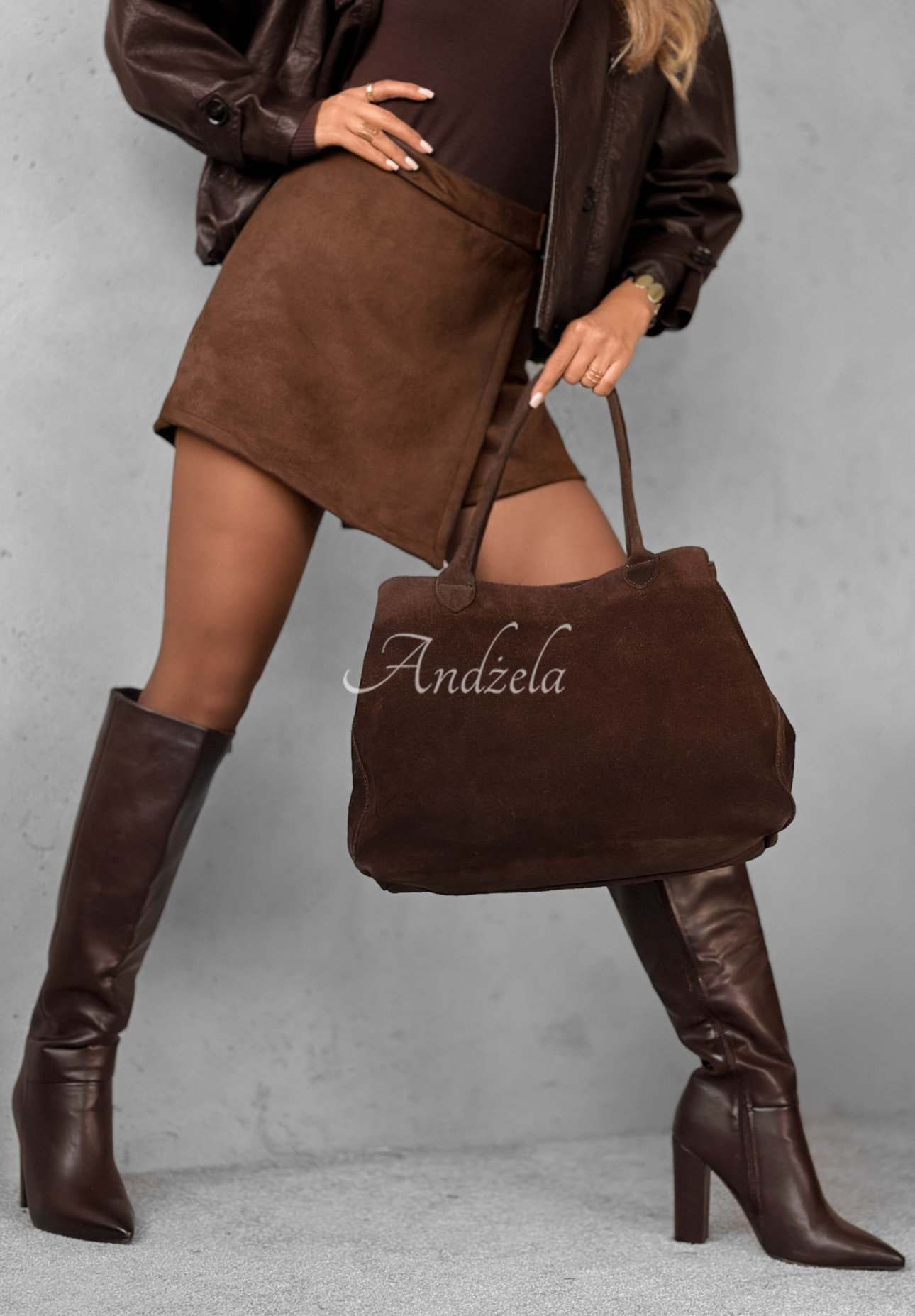 Geantă din piele întoarsă Fully Me