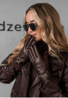 Skórzane Mănuși Festive Memories burgundowe