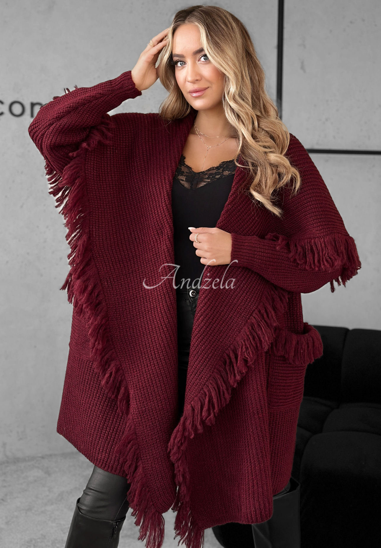 Cardigan lung cu franjuri Forget My Name