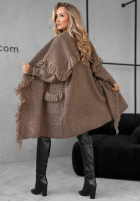 Długi Cardigan z frędzlami Forget My Name ciocolatiu