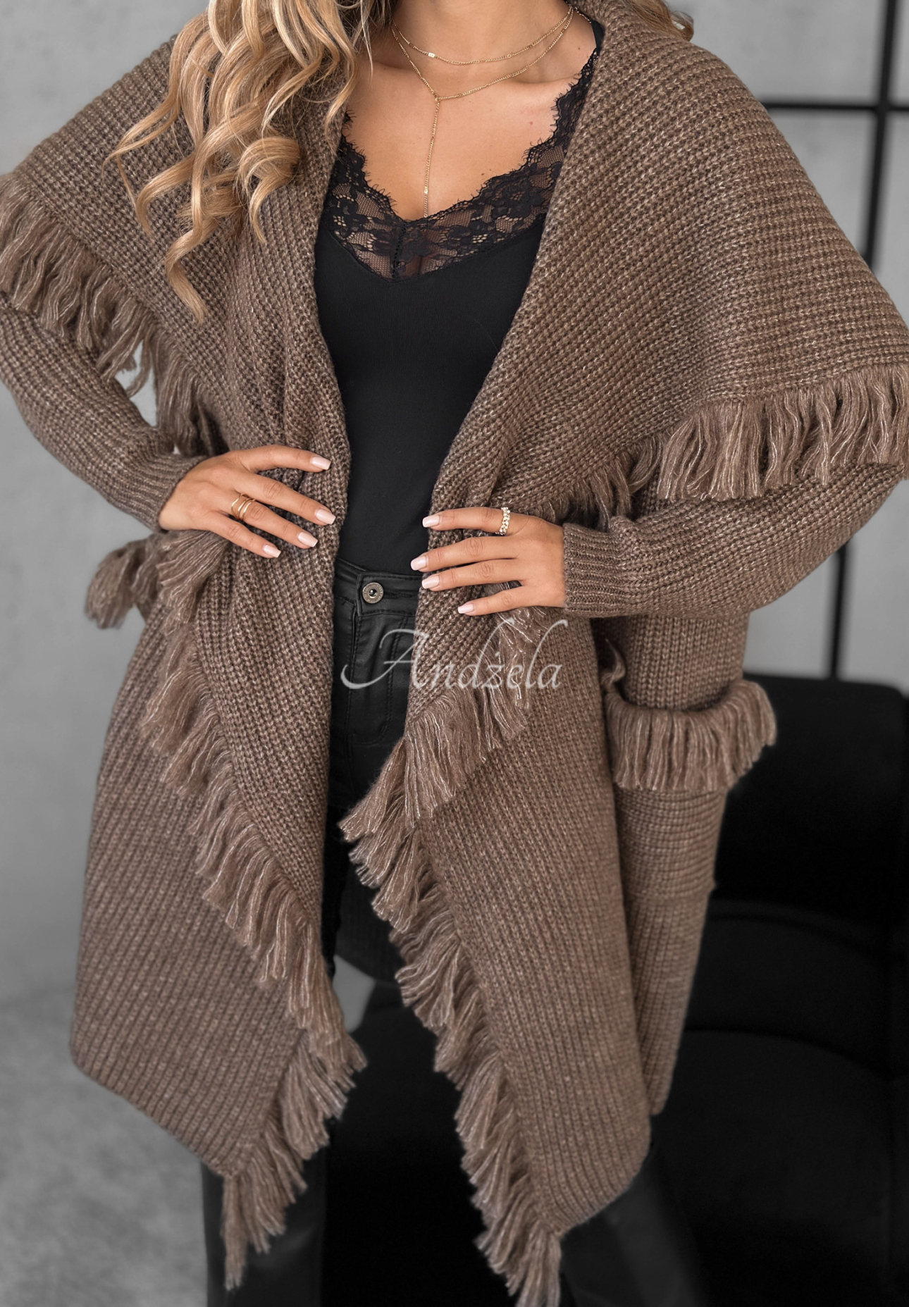 Cardigan lung cu franjuri Forget My Name