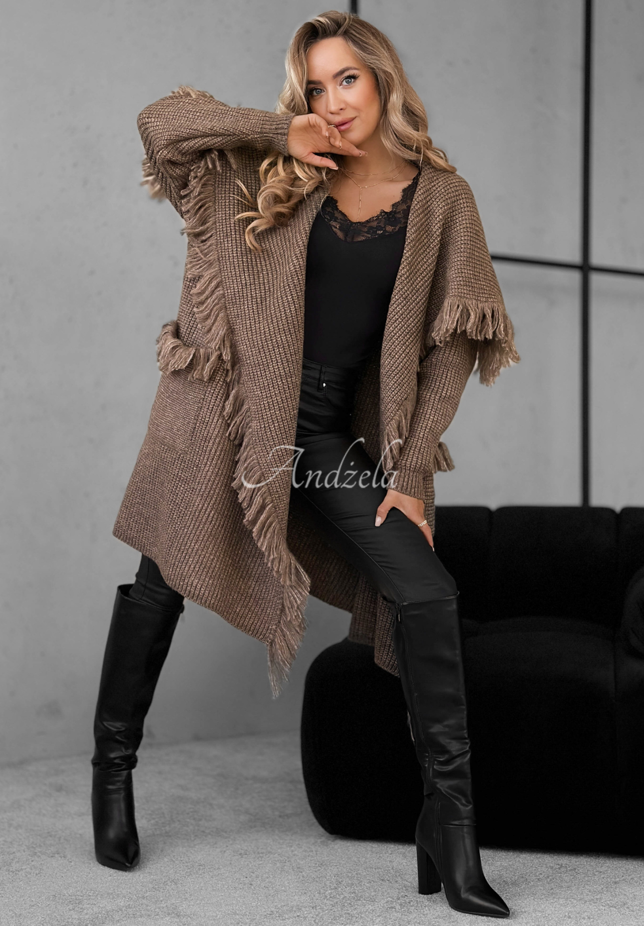 Cardigan lung cu franjuri Forget My Name