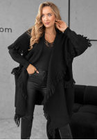 Długi Cardigan z frędzlami Forget My Name negru