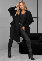 Długi Cardigan z frędzlami Forget My Name negru