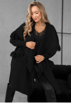 Długi Cardigan z frędzlami Forget My Name negru