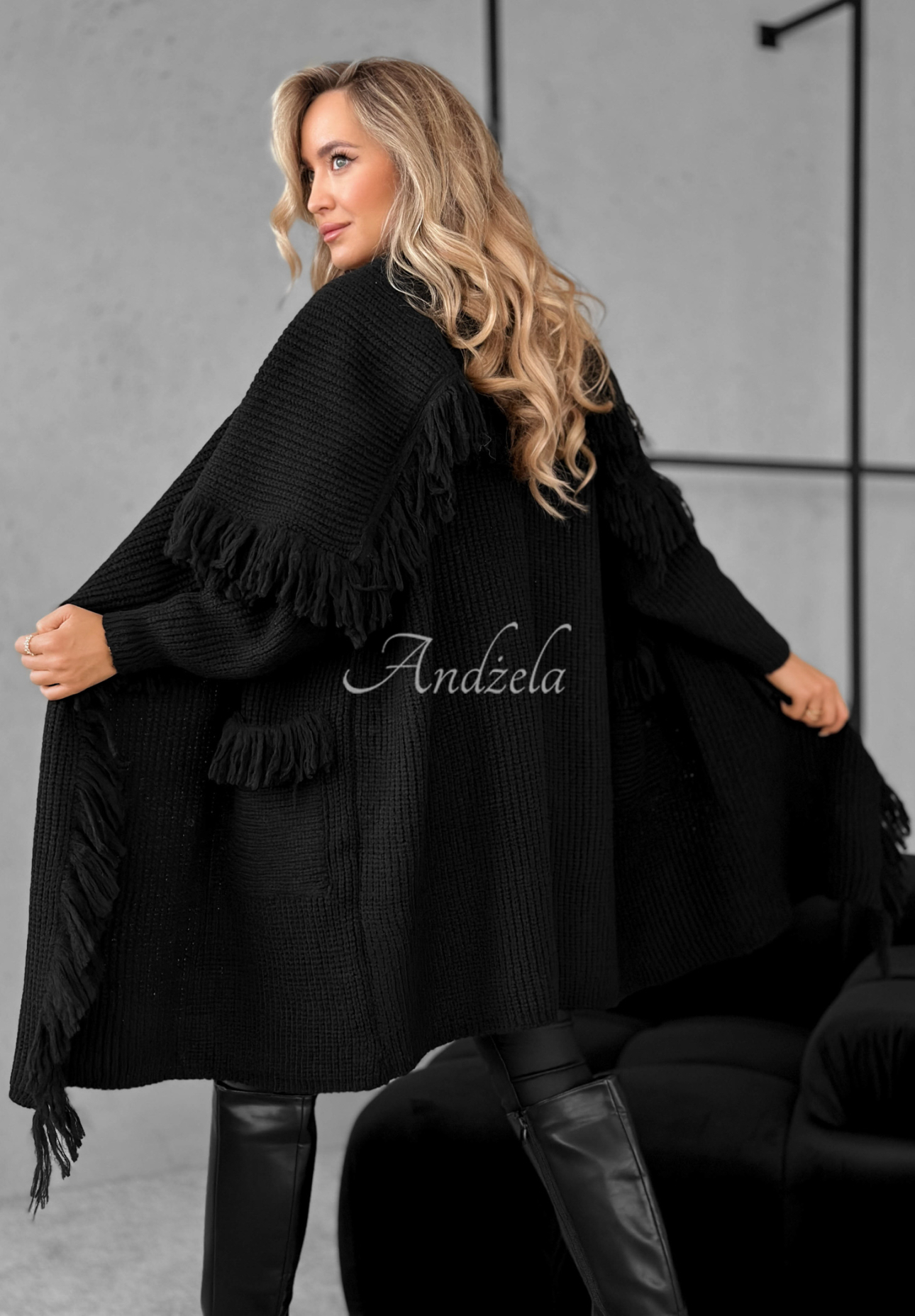 Cardigan lung cu franjuri Forget My Name