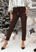 zamszowe Pantaloni React To It ciocolatii