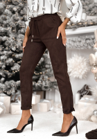 zamszowe Pantaloni React To It ciocolatii