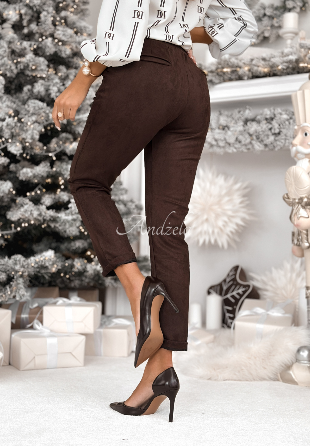 Pantaloni din viscoză cu efect de piele întoarsă React To It