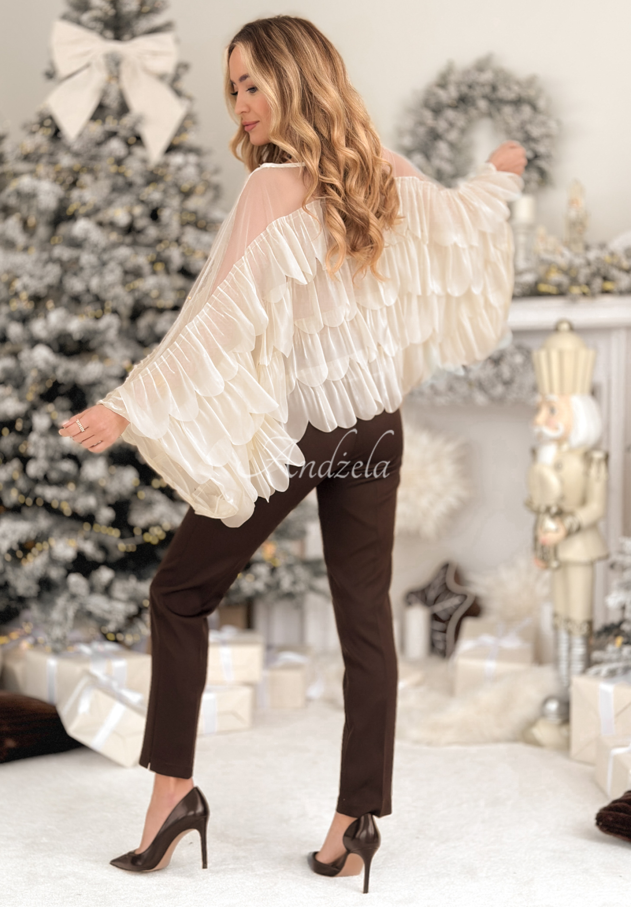 Bluză din viscoză cu volănașe Dating You