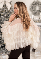 Wiskozowa Bluză z falbankami Dating You ecru