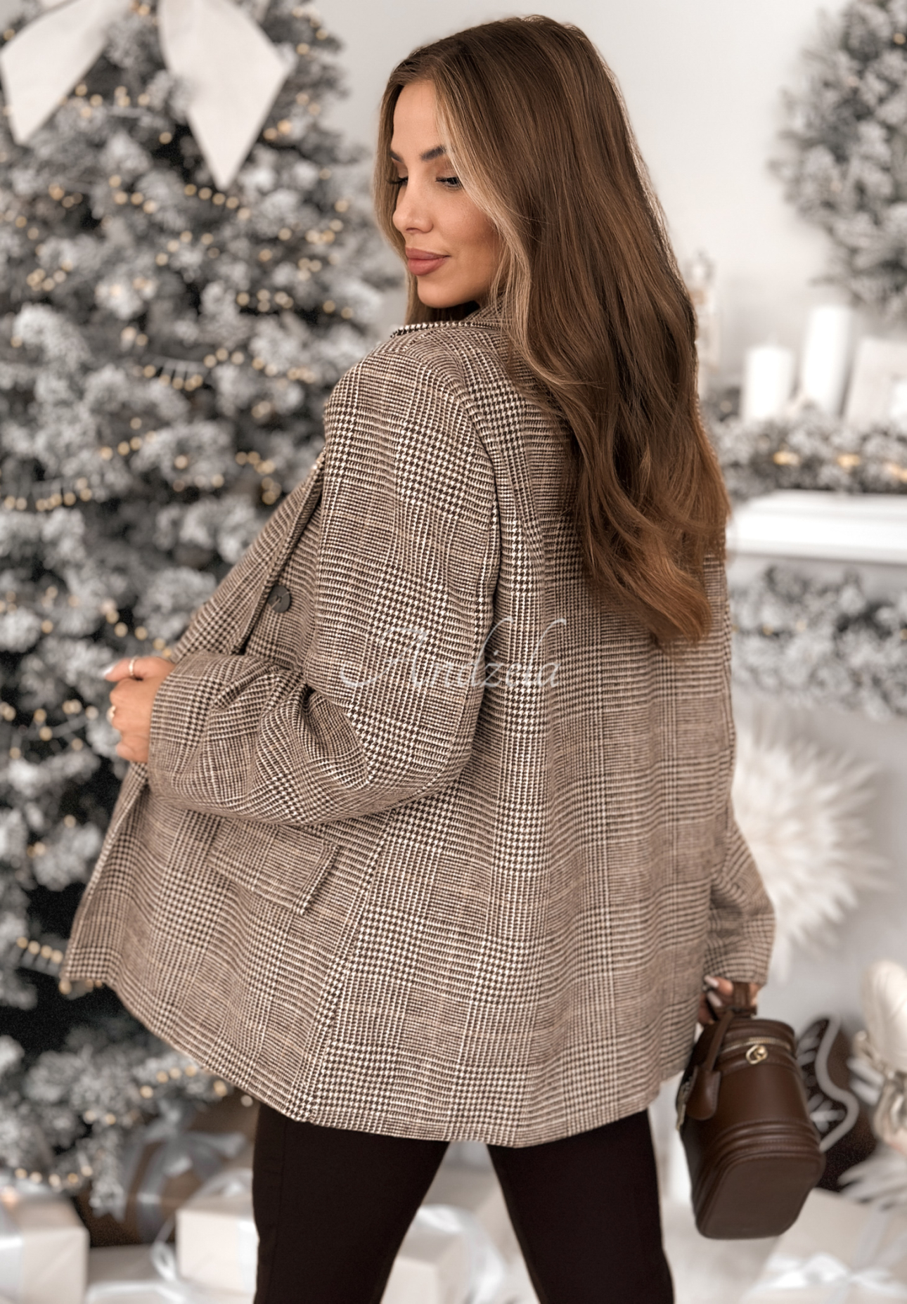 Sacou în carouri cu două rânduri de nasturi One Word Only