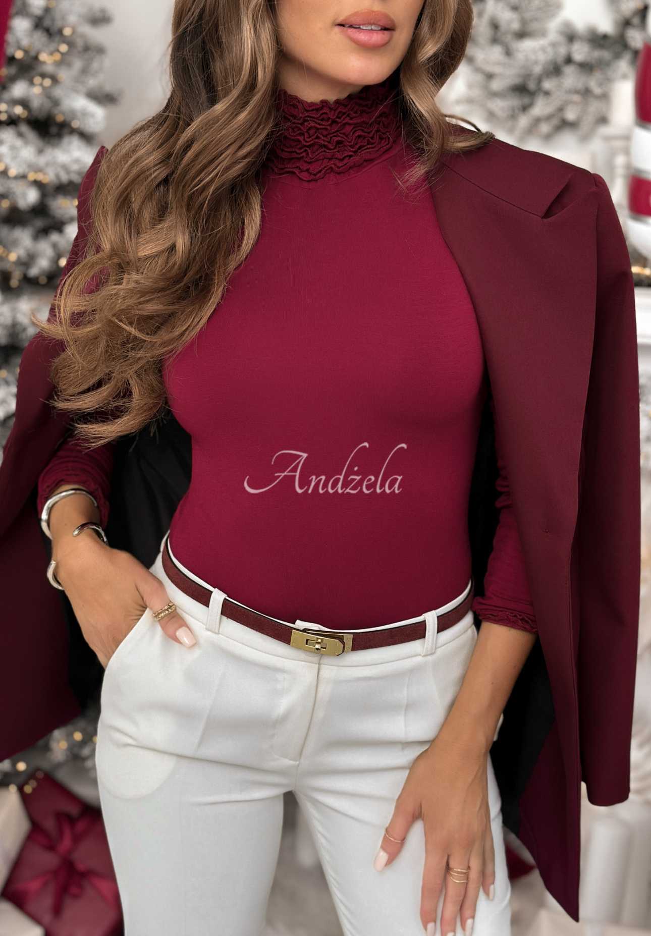 Bluză longsleeve din viscoză cu guler Your Own Luck