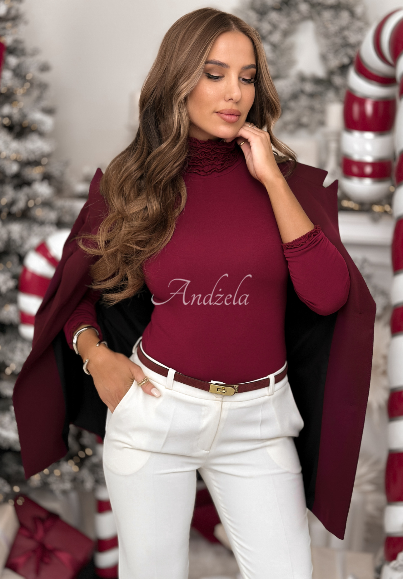 Bluză longsleeve din viscoză cu guler Your Own Luck