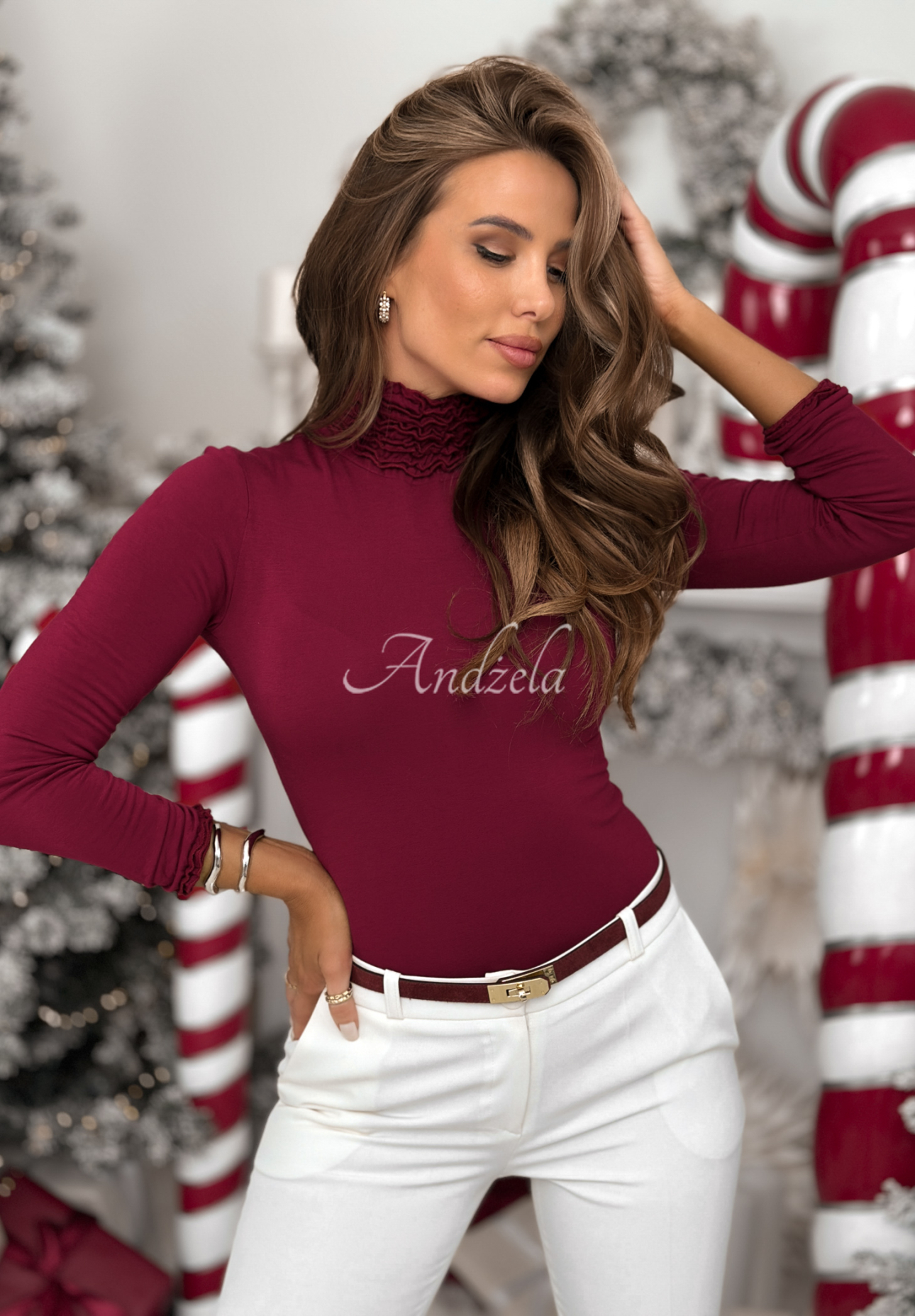 Bluză longsleeve din viscoză cu guler Your Own Luck