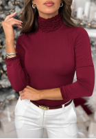 Bluză longsleeve z golfem Your Own Luck burgundowa