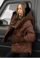 Geacă oversize z kapturem Sancha ciocolatie