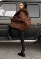 Geacă oversize z kapturem Sancha ciocolatie