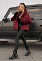 Geacă oversize z kapturem Sancha burgundowa