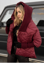 Geacă oversize z kapturem Sancha burgundowa