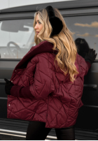 Geacă oversize z kapturem Sancha burgundowa