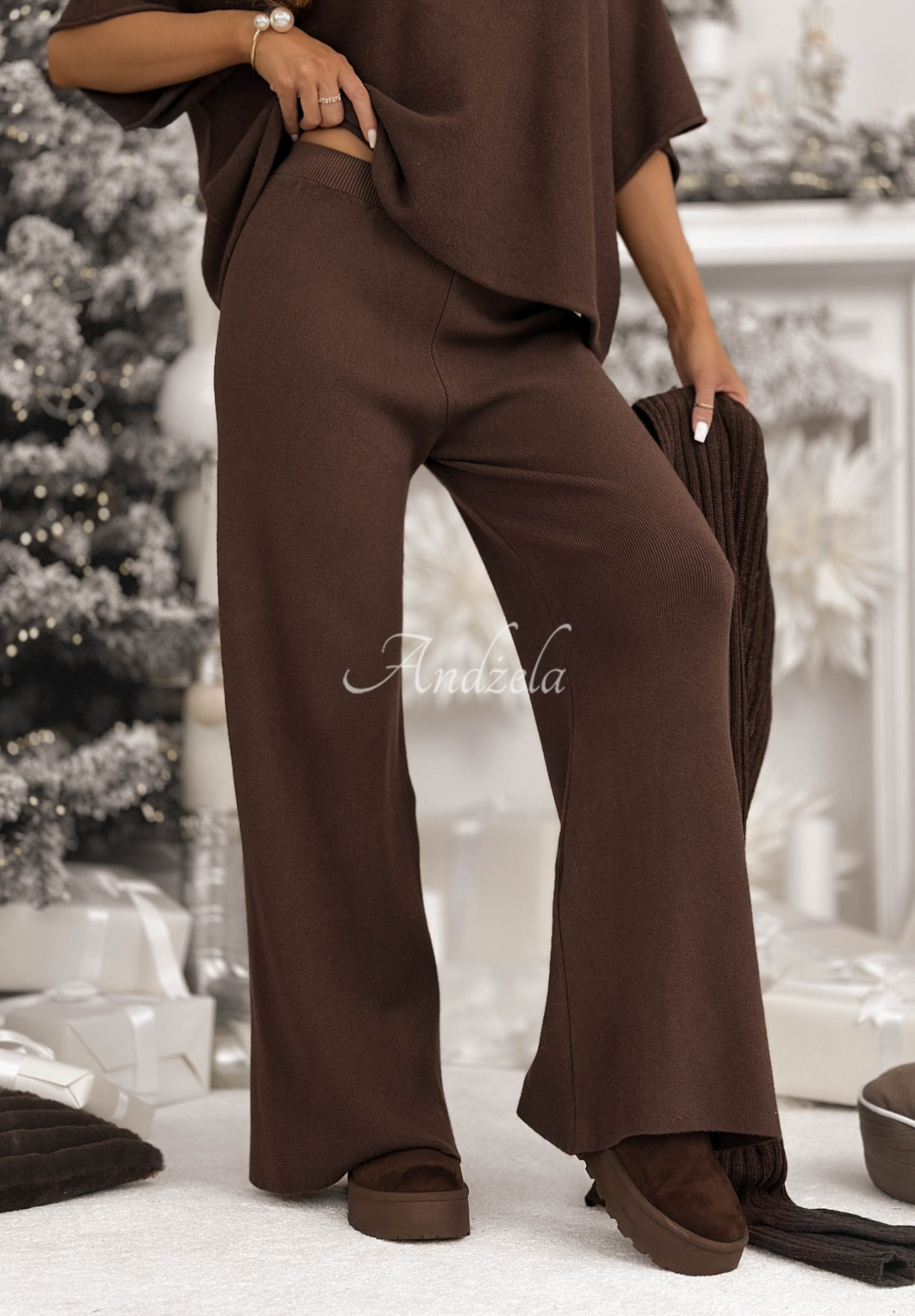 Set tricotat bluză și pantaloni din viscoză Can&#039;t Talk