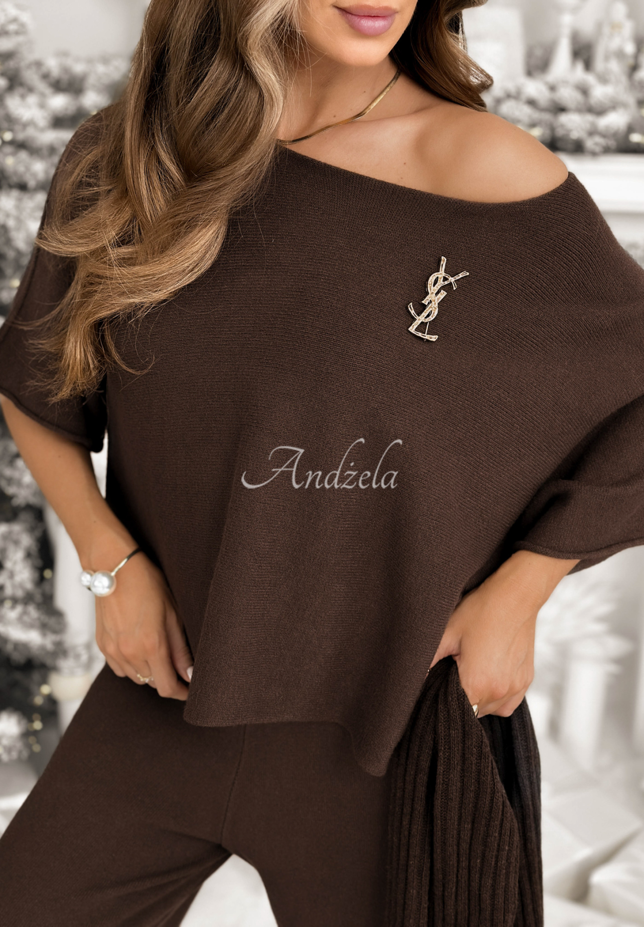 Set tricotat bluză și pantaloni din viscoză Can&#039;t Talk