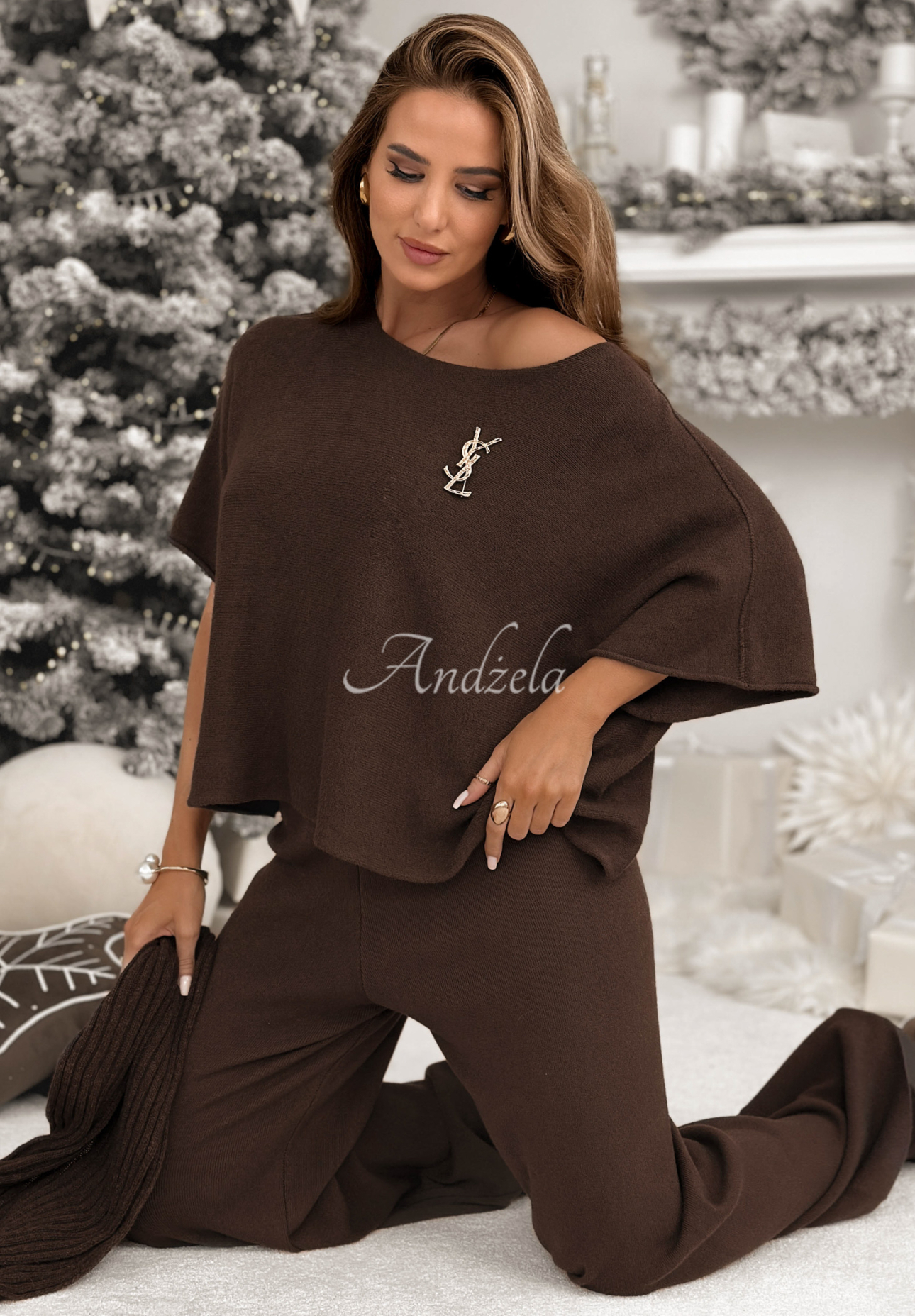 Set tricotat bluză și pantaloni din viscoză Can&#039;t Talk