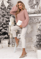 Moherowy Pulover z szerokimi rękawami Better Than That de culoarea caisei