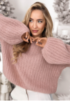 Moherowy Pulover z szerokimi rękawami Better Than That de culoarea caisei