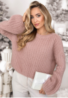 Moherowy Pulover z szerokimi rękawami Better Than That de culoarea caisei