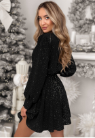 Rochie mini z błyszczącym nadrukiem Never Yours negru