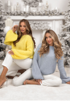 Moherowy Pulover z szerokimi rękawami Better Than That albastru azuriu