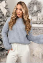 Moherowy Pulover z szerokimi rękawami Better Than That albastru azuriu