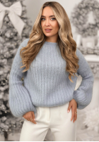 Moherowy Pulover z szerokimi rękawami Better Than That albastru azuriu