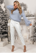 Moherowy Pulover z szerokimi rękawami Better Than That albastru azuriu