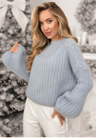 Moherowy Pulover z szerokimi rękawami Better Than That albastru azuriu