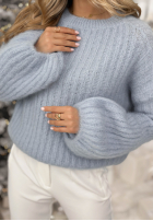 Moherowy Pulover z szerokimi rękawami Better Than That albastru azuriu