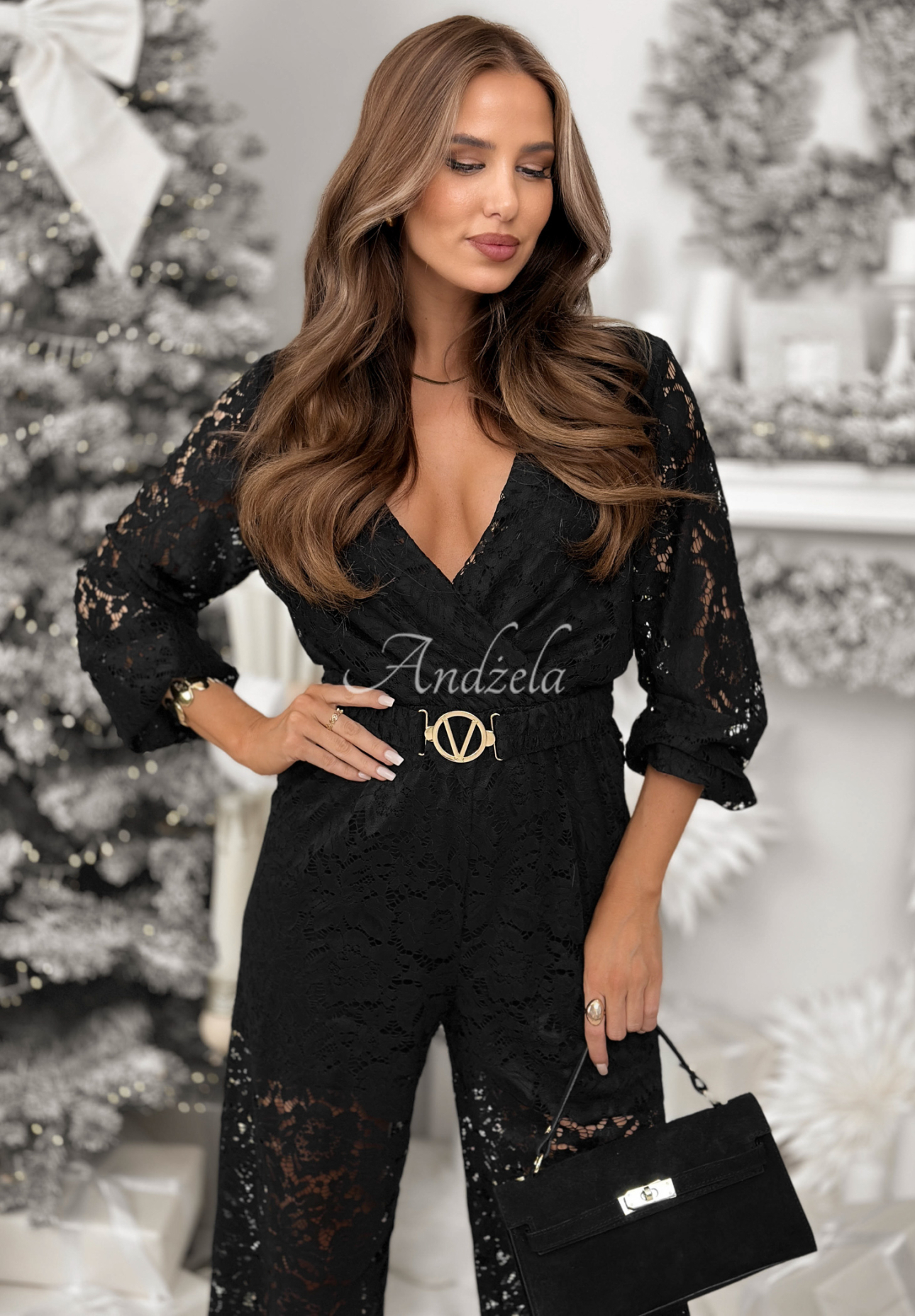 Salopetă din dantelă cu curea Back To You