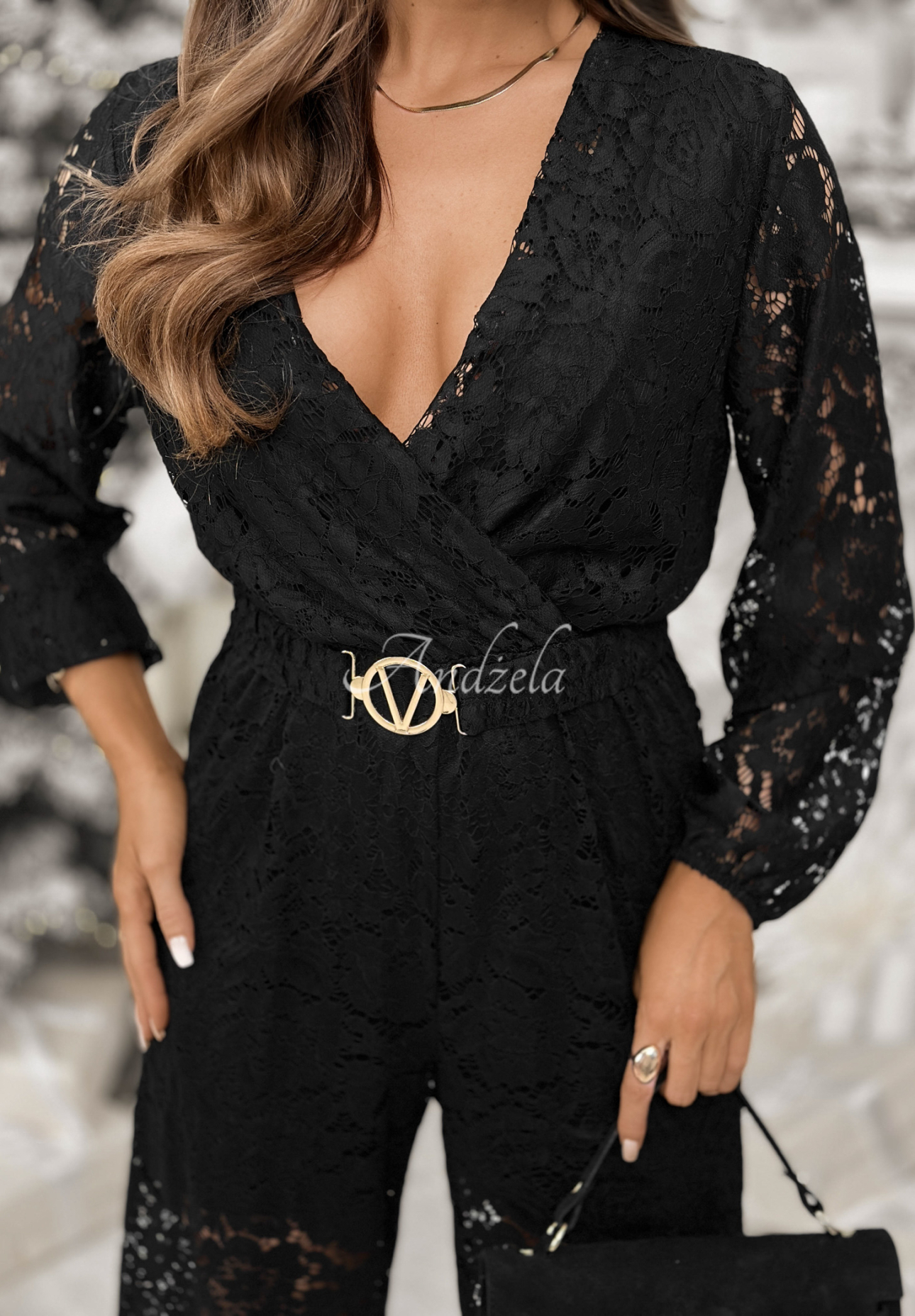 Salopetă din dantelă cu curea Back To You